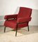 Italienischer Vintage Sessel aus Rotem & Schwarzem Eisen mit Viereckigen Armen, 1960er 3