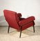 Fauteuil Vintage Rouge et Noir en Fer avec Bras Carrés, Italie, 1960s 5