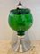 Mid-Century French Green Glass Punch Bowl with Top & Cups or Glasses, 1950s, Set of 3, Image 9