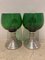 Mid-Century French Green Glass Punch Bowl with Top & Cups or Glasses, 1950s, Set of 3 17
