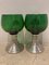 Mid-Century French Green Glass Punch Bowl with Top & Cups or Glasses, 1950s, Set of 3, Image 17