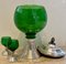 Mid-Century French Green Glass Punch Bowl with Top & Cups or Glasses, 1950s, Set of 3 6