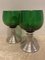 Mid-Century French Green Glass Punch Bowl with Top & Cups or Glasses, 1950s, Set of 3, Image 21
