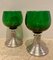 Mid-Century French Green Glass Punch Bowl with Top & Cups or Glasses, 1950s, Set of 3 20