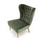 Green Velvet Armchair with Quilted Backrest, 1930s 2