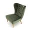 Green Velvet Armchair with Quilted Backrest, 1930s, Image 2