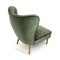 Fauteuil en Velours Vert avec Dossier Matelassé, 1930s 5