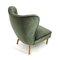Green Velvet Armchair with Quilted Backrest, 1930s 5