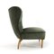 Green Velvet Armchair with Quilted Backrest, 1930s, Image 6