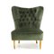 Green Velvet Armchair with Quilted Backrest, 1930s 7