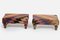 Set of Small Turkish Kilim Ottomans with Wooden Legs 1