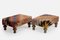 Set of Small Turkish Kilim Ottomans with Wooden Legs 2