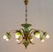 Lámpara de araña italiana neoclásica de latón y porcelana con 8 luces, años 60, Imagen 5