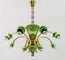 Lámpara de araña italiana neoclásica de latón y porcelana con 8 luces, años 60, Imagen 3