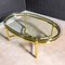 Midcentury Messing Couchtisch mit oval geformter Glasplatte, 1970er 2