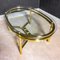 Midcentury Messing Couchtisch mit oval geformter Glasplatte, 1970er 4