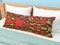 Extra Long Lumbar Red Floral Kilim Pillow Cover by Zencef Contemporary 2