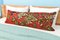 Extra Long Lumbar Red Floral Kilim Pillow Cover by Zencef Contemporary 3