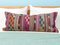 Fodera per cuscino Kilim viola in lana ricamata a righe di Zencef Contemporary, Immagine 1