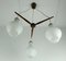 Mid-Century Danish Teak & Opaline Glass 3-Arm Chandelier 2