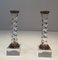 Twisted Candlesticks in Silver Plated Metal and Acrylic Glass, France, 1970s, Set of 2 1