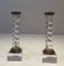 Twisted Candlesticks in Silver Plated Metal and Acrylic Glass, France, 1970s, Set of 2, Image 1