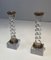 Twisted Candlesticks in Silver Plated Metal and Acrylic Glass, France, 1970s, Set of 2 2