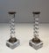 Twisted Candlesticks in Silver Plated Metal and Acrylic Glass, France, 1970s, Set of 2 8