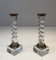 Twisted Candlesticks in Silver Plated Metal and Acrylic Glass, France, 1970s, Set of 2, Image 8