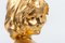 Tête d'Enfant en Bronze Doré avec Socle en Marbre 3