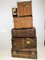 Antiker dekorativer Schrank aus Holz & Leinen, 1920er, 6er Set 1