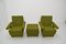 Mid-Century Armchairs & Footstool with Wheels, Set of 3 7