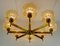 Large Mid-Century Amber Glass and Brass Chandelier, 1960s 3