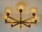 Large Mid-Century Amber Glass and Brass Chandelier, 1960s, Image 3