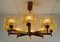 Large Mid-Century Amber Glass and Brass Chandelier, 1960s 10