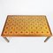 Wooden and Decorative Yellow Ceramic Tiled Coffee Table, 1970s 4