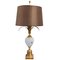 Brass and Opaline Pineapple Leaf Table Lamp, 1960s, Image 1