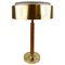 Swedish Mid-Century Table Lamp in Brass, Crystal and Wood from Boréns 1