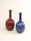 Mid-Century Blue and Red Peacock Vases by Sven Erik Skawonius Upsala Ekeby, 1950s, Set of 2 2