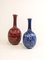 Vases Paon Bleus et Rouge Mid-Century par Sven Erik Skawonius Upsala Ekeby, 1950s, Set de 2 2