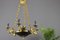 French Empire Style Bronze, Brass and Glass Chandelier, 1920s 14