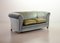 Chesterfield Duotone Two-Seat Victorian Sofa in Frosted Blue and Moss Green Velvet, 1950s 1