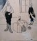 Unknown, Satirical Scene, Original China Ink on Cardboard, Early 20th Century 1
