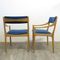 Blaue skandinavische Sessel mit blauem Bezug, 1960er, 2er Set 4