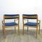 Blue Upholstered Scandinavian Armchairs, 1960s, Set of 2 7