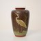 German Art Nouveau Ceramic Painted Vase with a Crane and Reed, 1910, Image 8