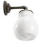 Vintage Industrial White Porcelain Opaline Milk Glass Brass Wall Lamp 2