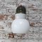 Vintage Industrial White Porcelain Opaline Milk Glass Brass Wall Lamp 6