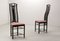 High Back Black Lacquered Dining Chairs with Fabric from Giorgetti, 1980s, Set of 4 7