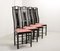 High Back Black Lacquered Dining Chairs with Fabric from Giorgetti, 1980s, Set of 4 4